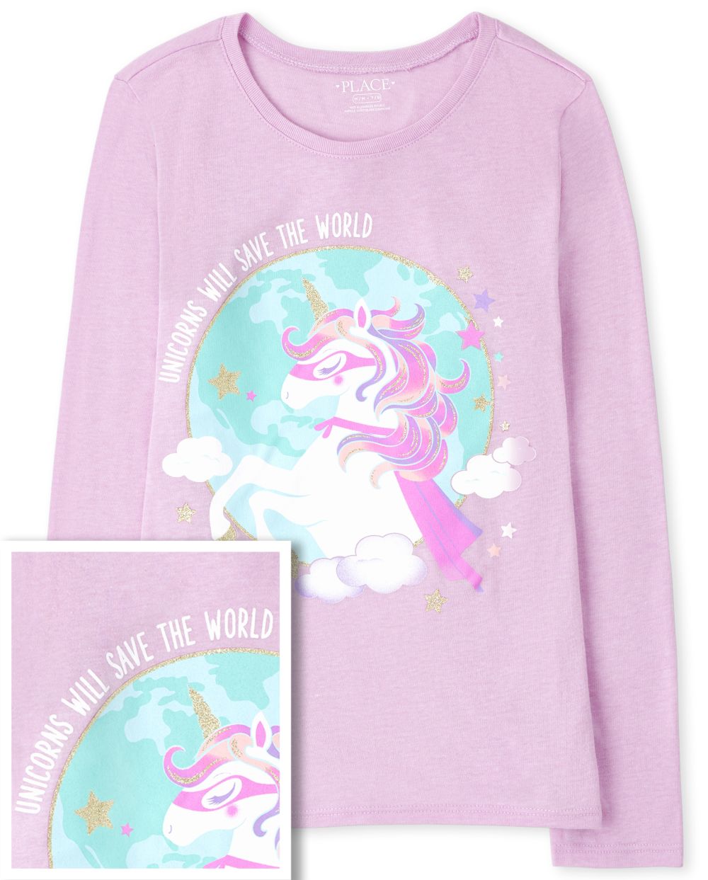 

Girls Unicorn Super Hero Graphic Tee - Purple T-Shirt - The Children's Place