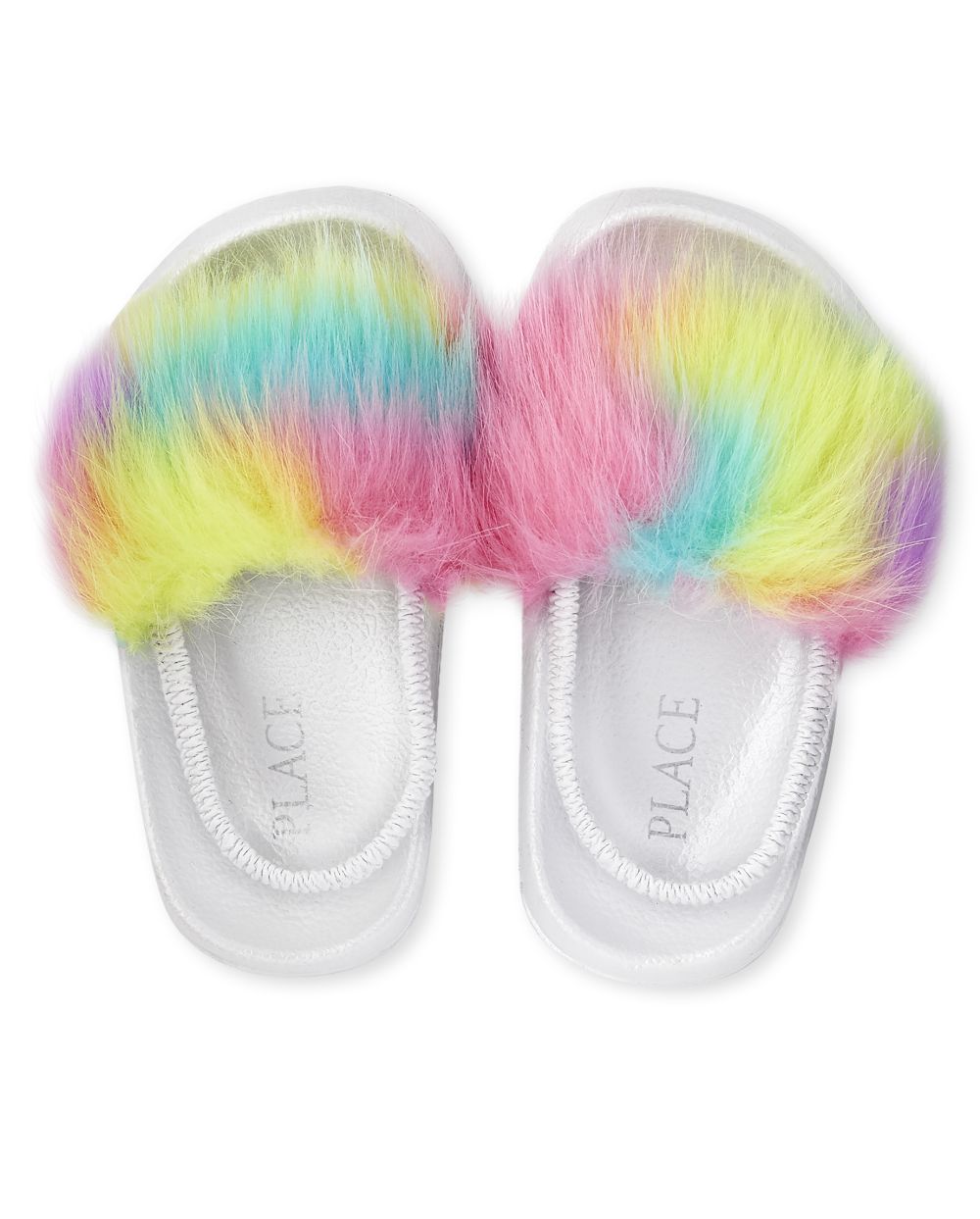 

Baby Girls Toddler Rainbow Faux Fur Slides - Multi Sandals - The Children's Place