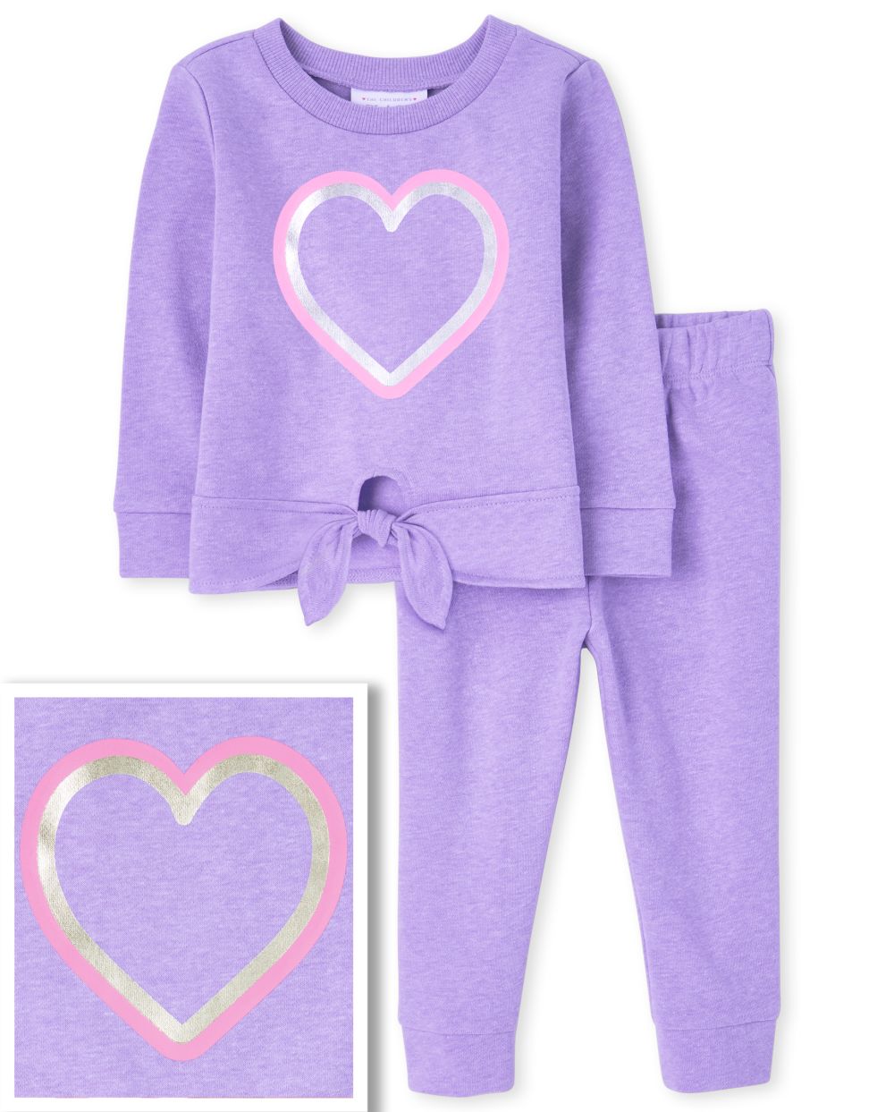 

Baby Girls Toddler Heart Outfit Set - Purple - The Children's Place
