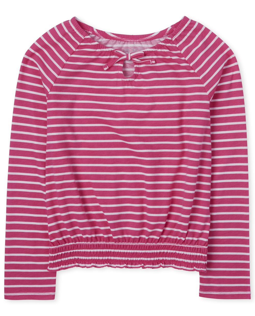 

Girls Striped Smocked Peasant Top - Pink - The Children's Place