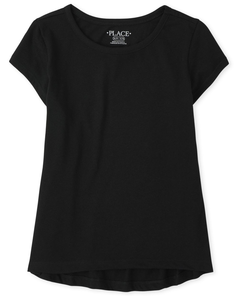 

Girls High Low Basic Layering Tee - Black T-Shirt - The Children's Place