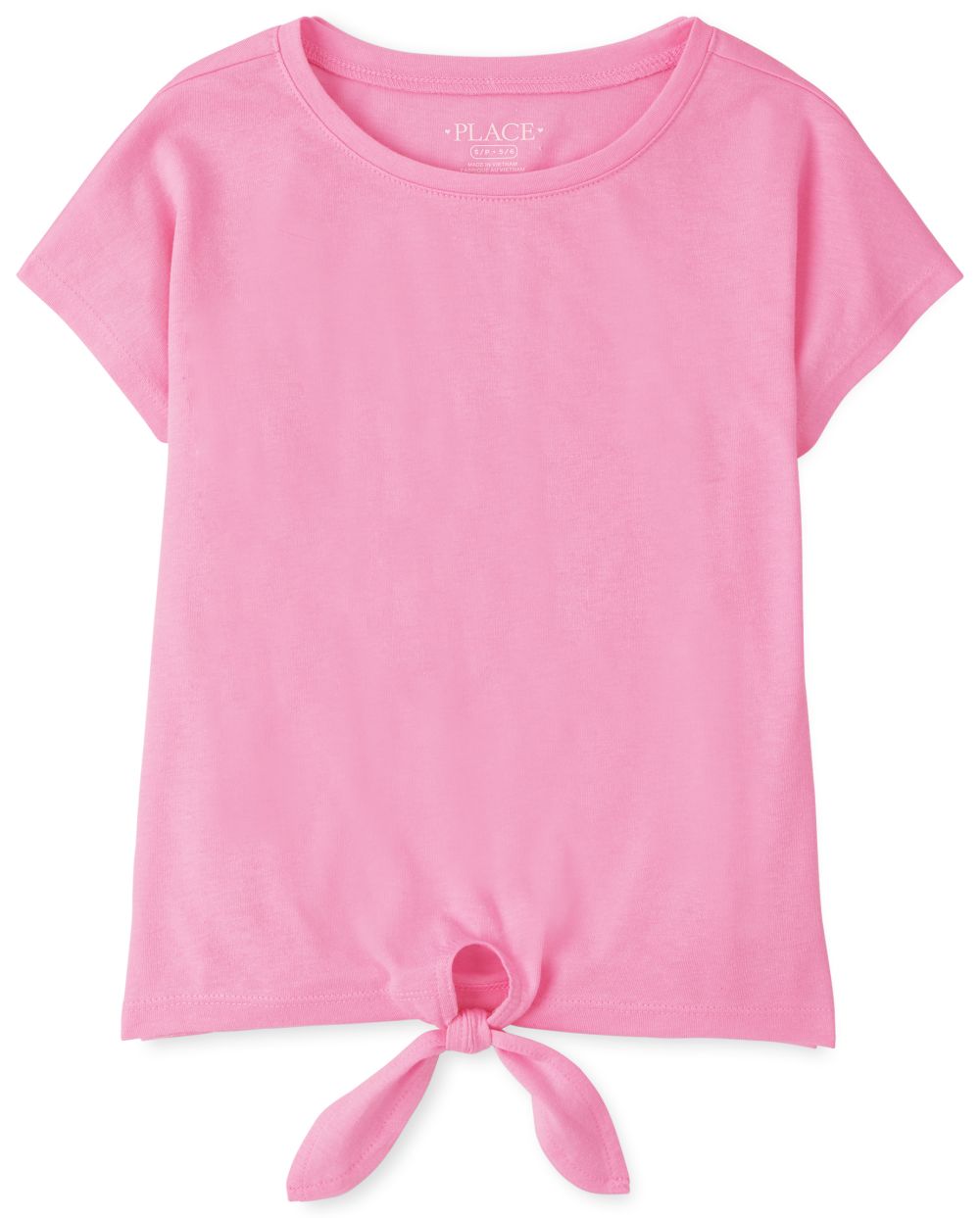 

Girls Tie Front Basic Layering Tee - Pink T-Shirt - The Children's Place