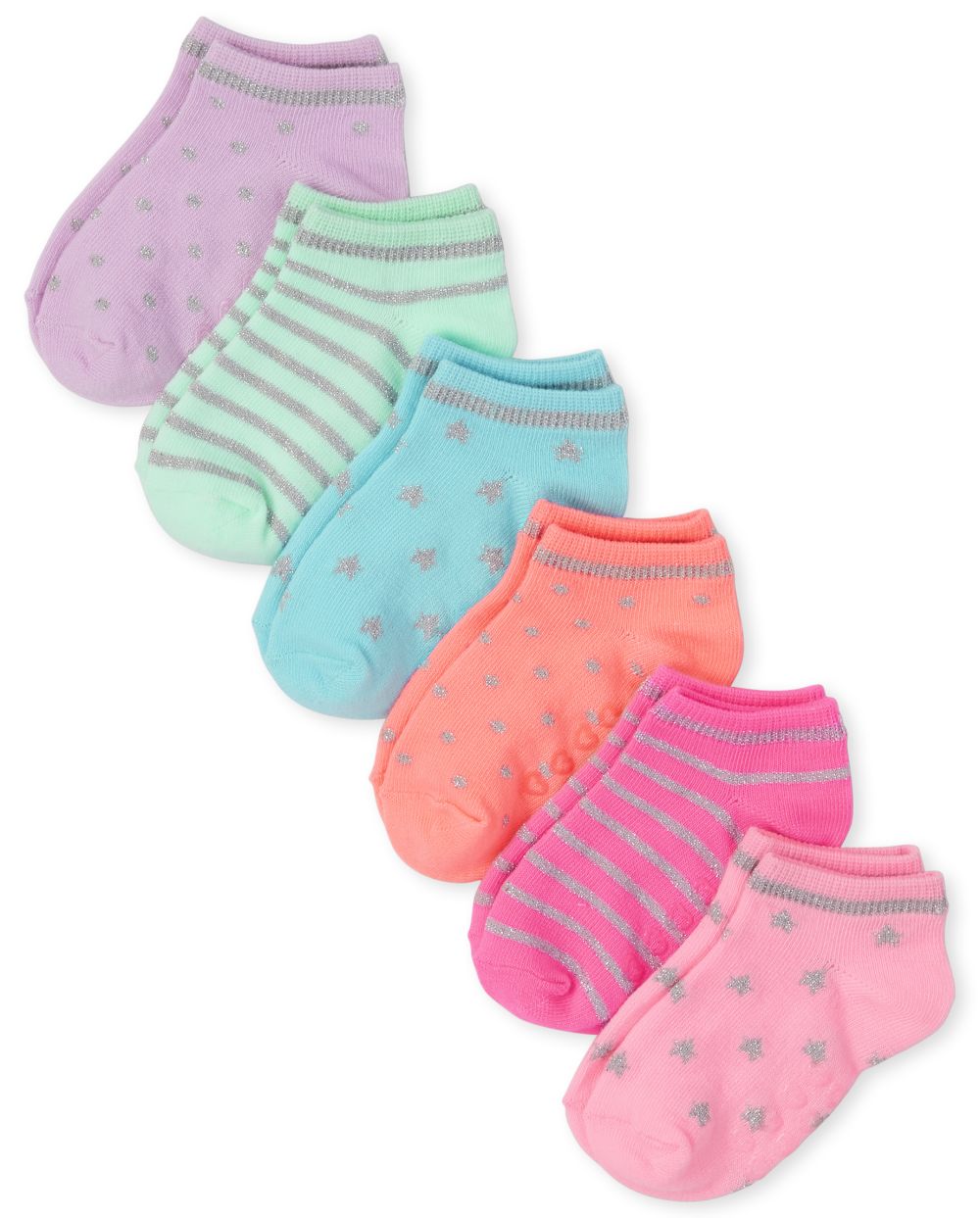 

s Toddler Metallic Ankle Socks 6-Pack - Multi - The Children's Place