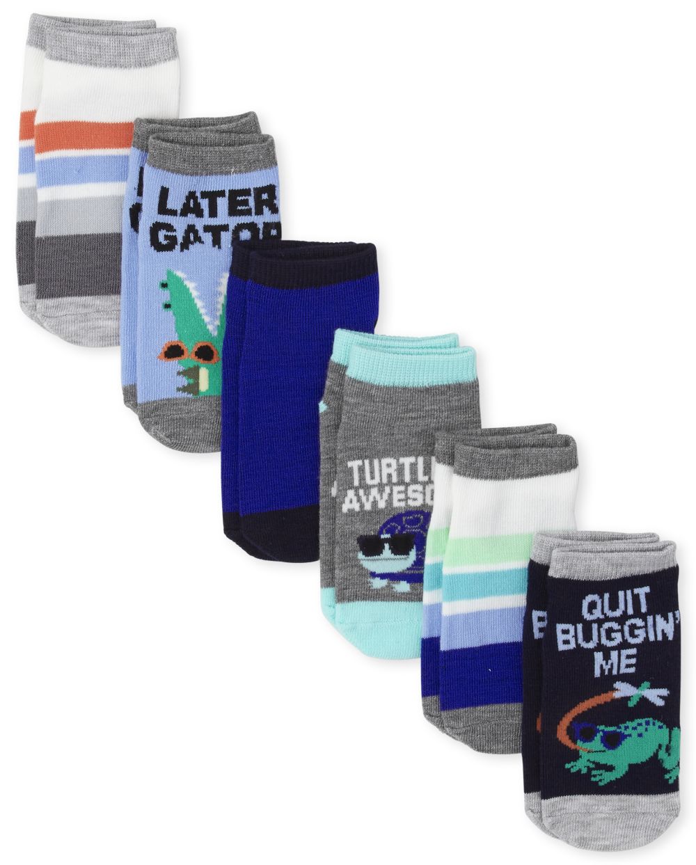 

s Toddler Boys Reptile Ankle Socks 6-Pack - Gray - The Children's Place