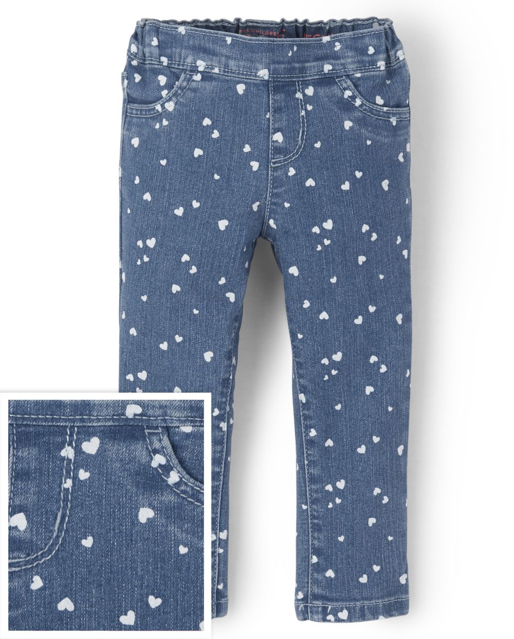

Baby Girls Baby And Toddler Heart Denim Pull On Jeggings - White - The Children's Place