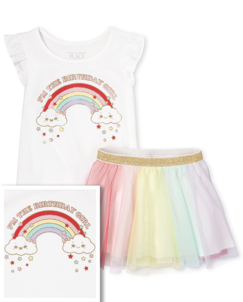 

s Toddler Birthday Rainbow Outfit Set - White - The Children's Place