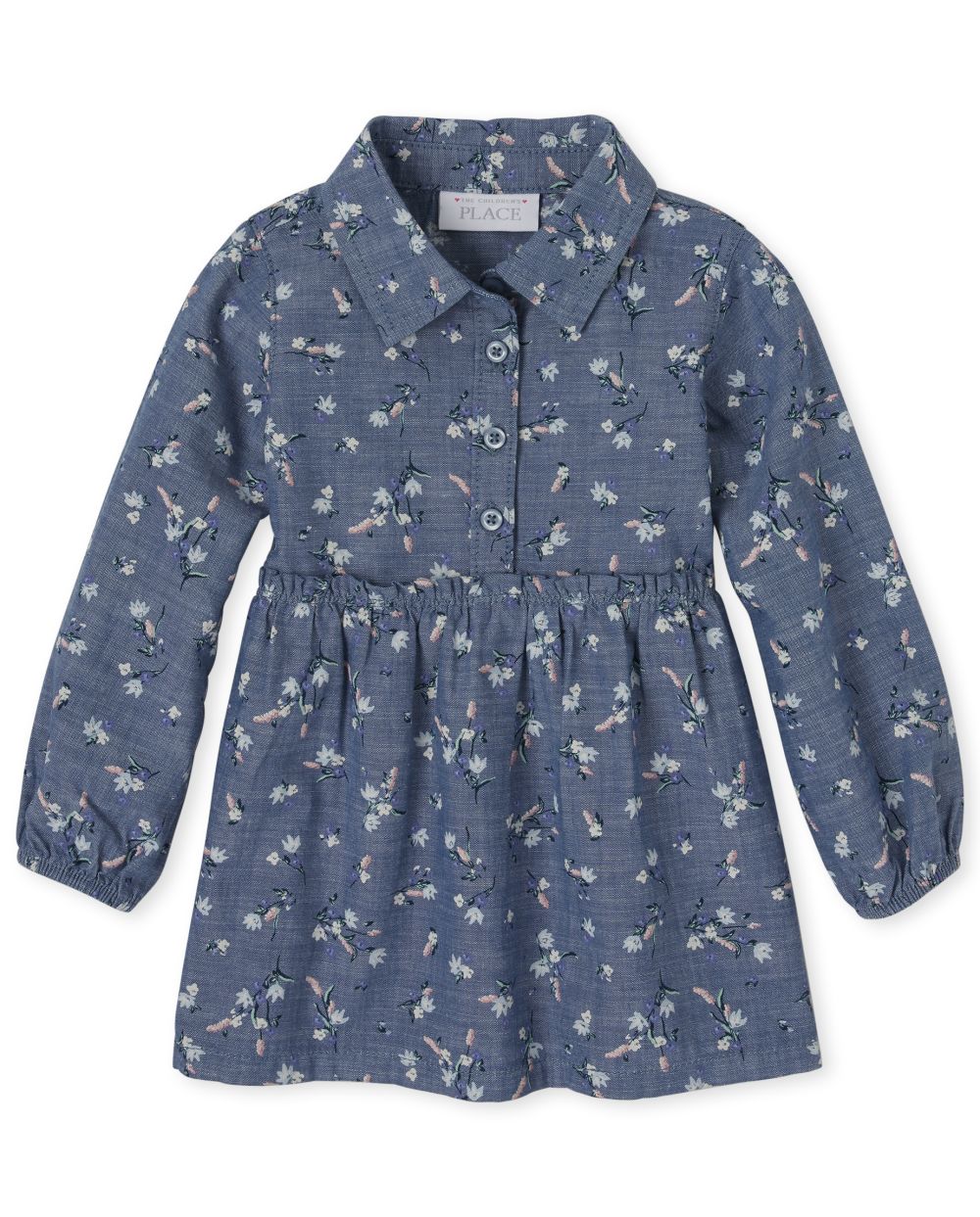 

s Baby And Toddler Floral Chambray Shirt Dress - Blue - The Children's Place