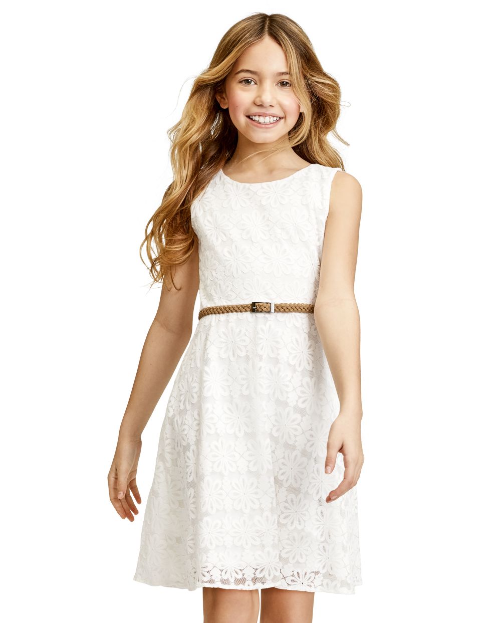 

Girls Lace Cut Out Dress - White - The Children's Place