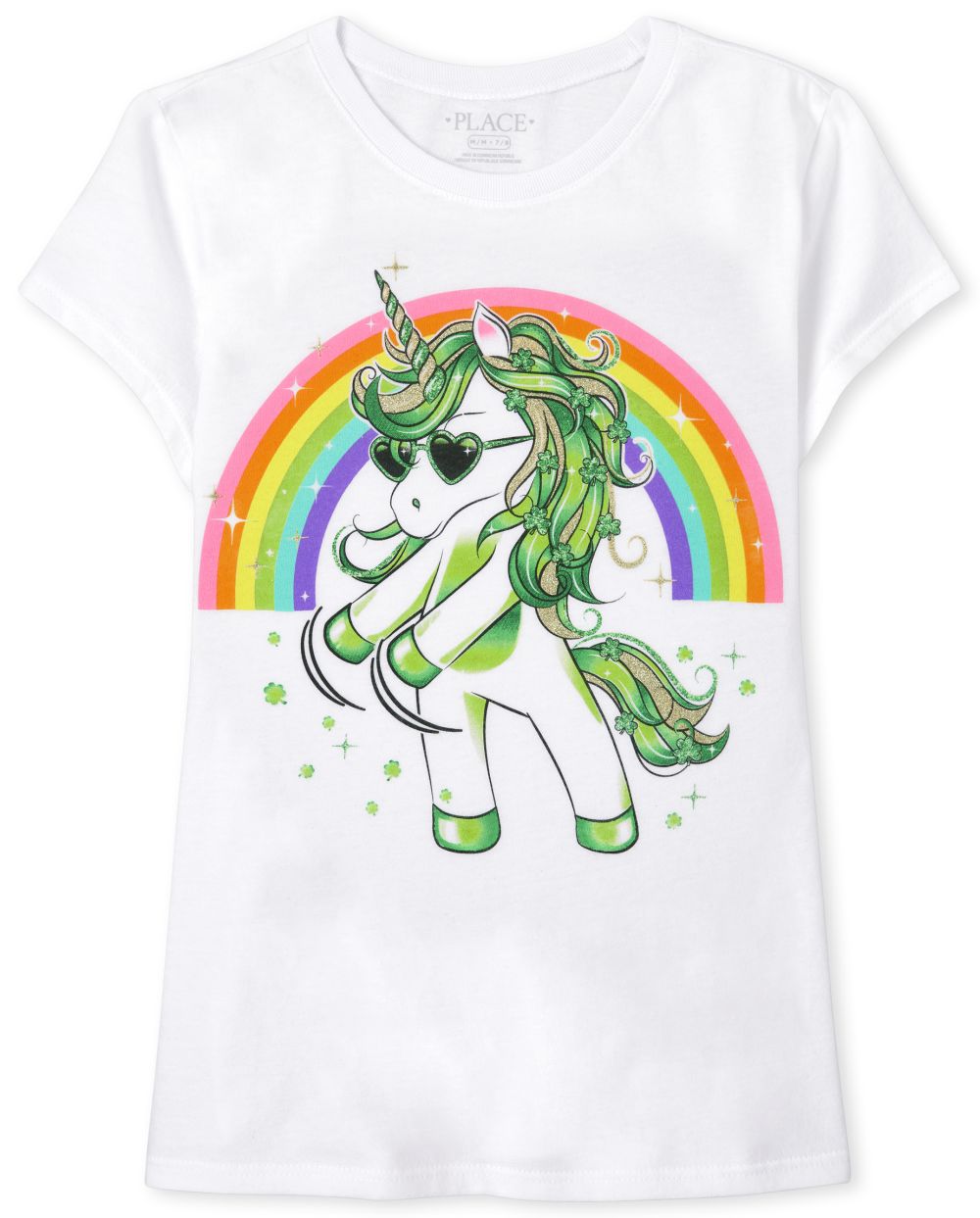 

s St. Patrick's Day Dancing Unicorn Graphic Tee - White T-Shirt - The Children's Place