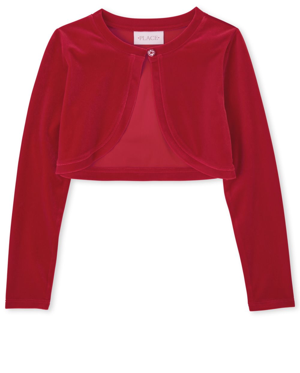 Girls Velour Cardigan - Red Sweater