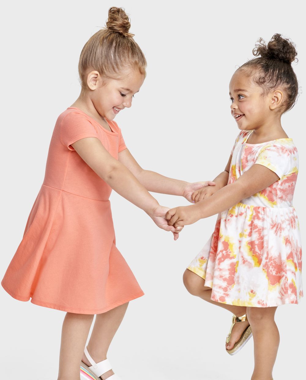 Toddler Tie Dye Print Short Sleeves Sleeves Above the Knee Skater Dress