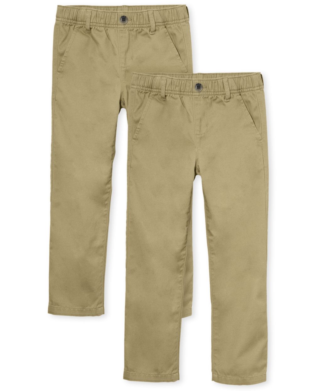 The Children's Place Boys Uniform Stretch Pull On Straight Chino Pants 2-Pack | Size 10H | Tan | Cotton/Spandex