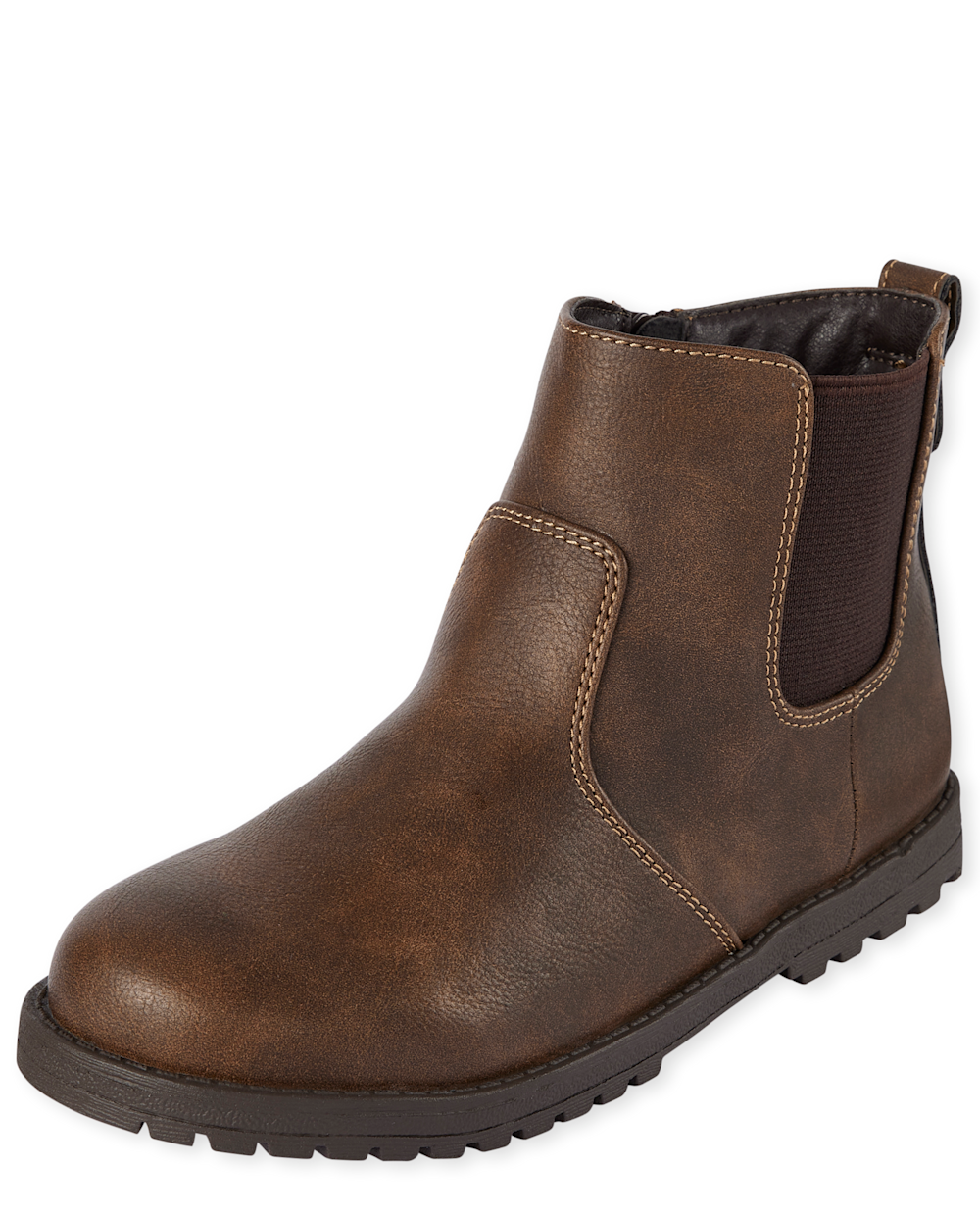 The Children’s Place Boys Faux Leather Boots | Size YOUTH 1 | Brown | 100% Faux Leather