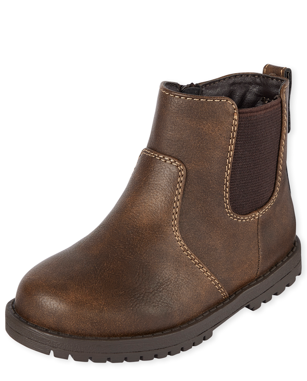 The Children’s Place Toddler Boys Faux Leather Boots | Size 5T | Brown | 100% Faux Leather