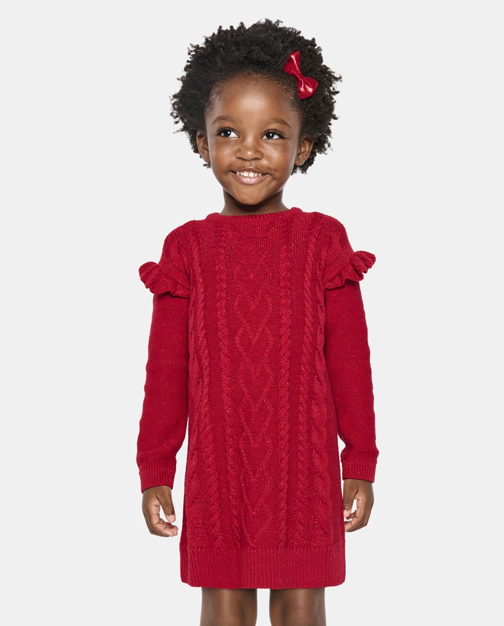 Tall Toddler Baby Flutter Long Sleeves Crew Neck Above the Knee Sweater Dress