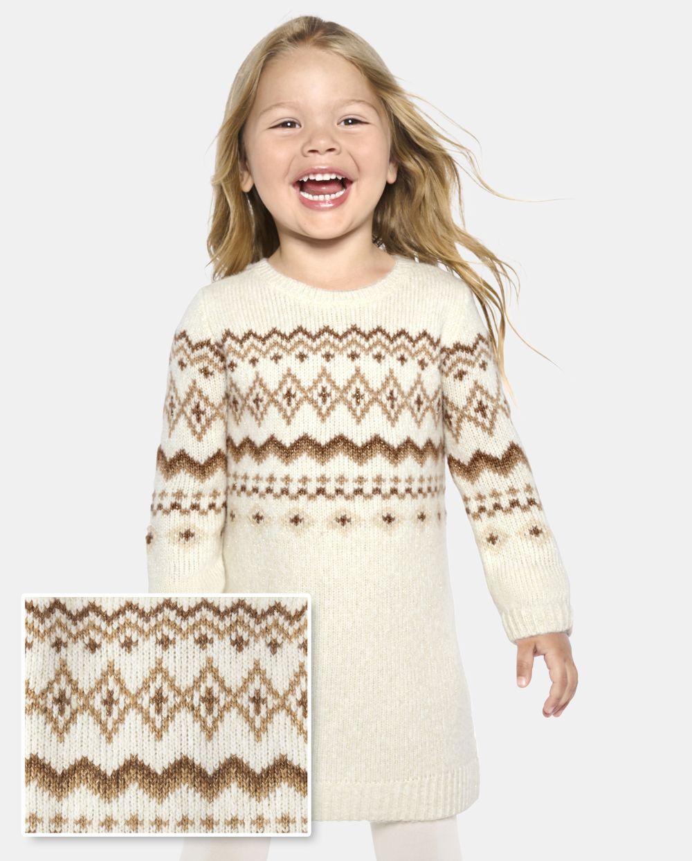 Tall Toddler Baby Sweater Long Sleeves Crew Neck Above the Knee Dress