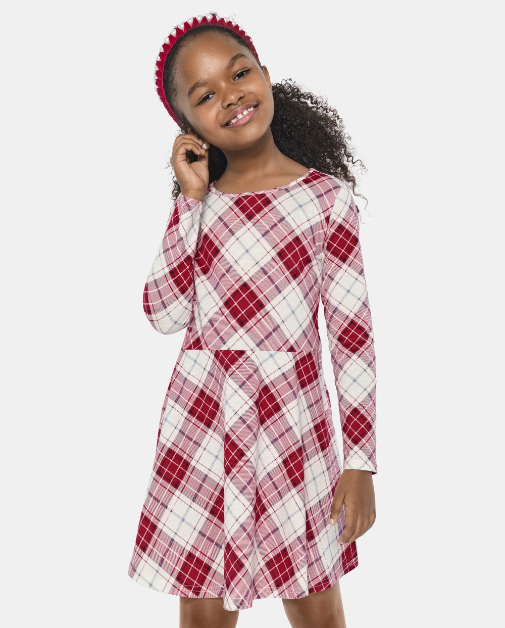 Girls Above the Knee Plaid Print Skater Dress by The Children Place