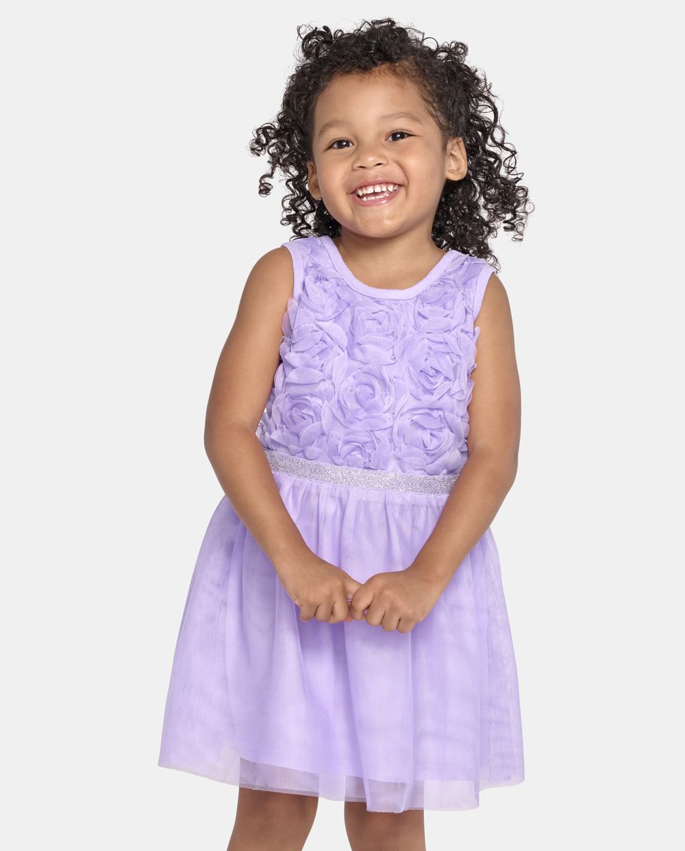Toddler Baby Fit-and-Flare Mesh Fitted Sleeveless Crew Neck Above the Knee Dress