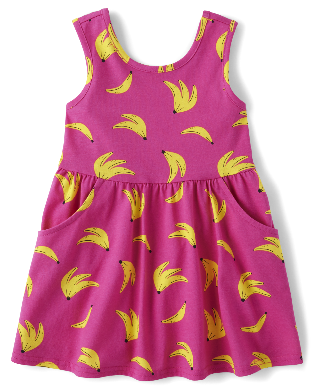 Toddler Baby Above the Knee General Print Pocketed Scoop Neck Sleeveless Tank Dress