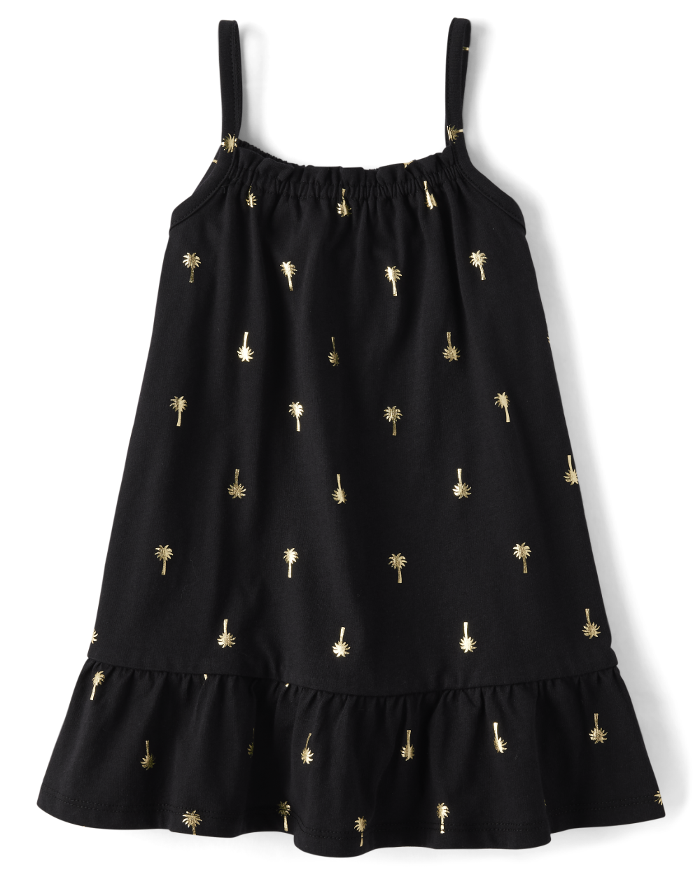 Toddler Baby Ruffle Trim Crew Neck Swing-Skirt Above the Knee Sleeveless General Print Dress