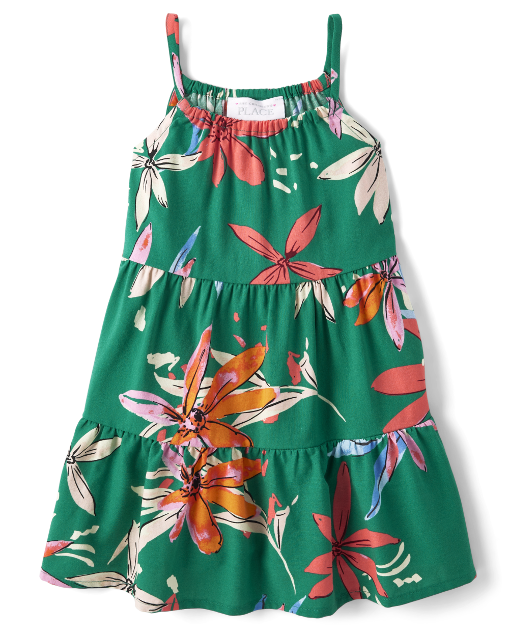 Toddler Tiered Above the Knee Sleeveless Halter Floral Print Dress