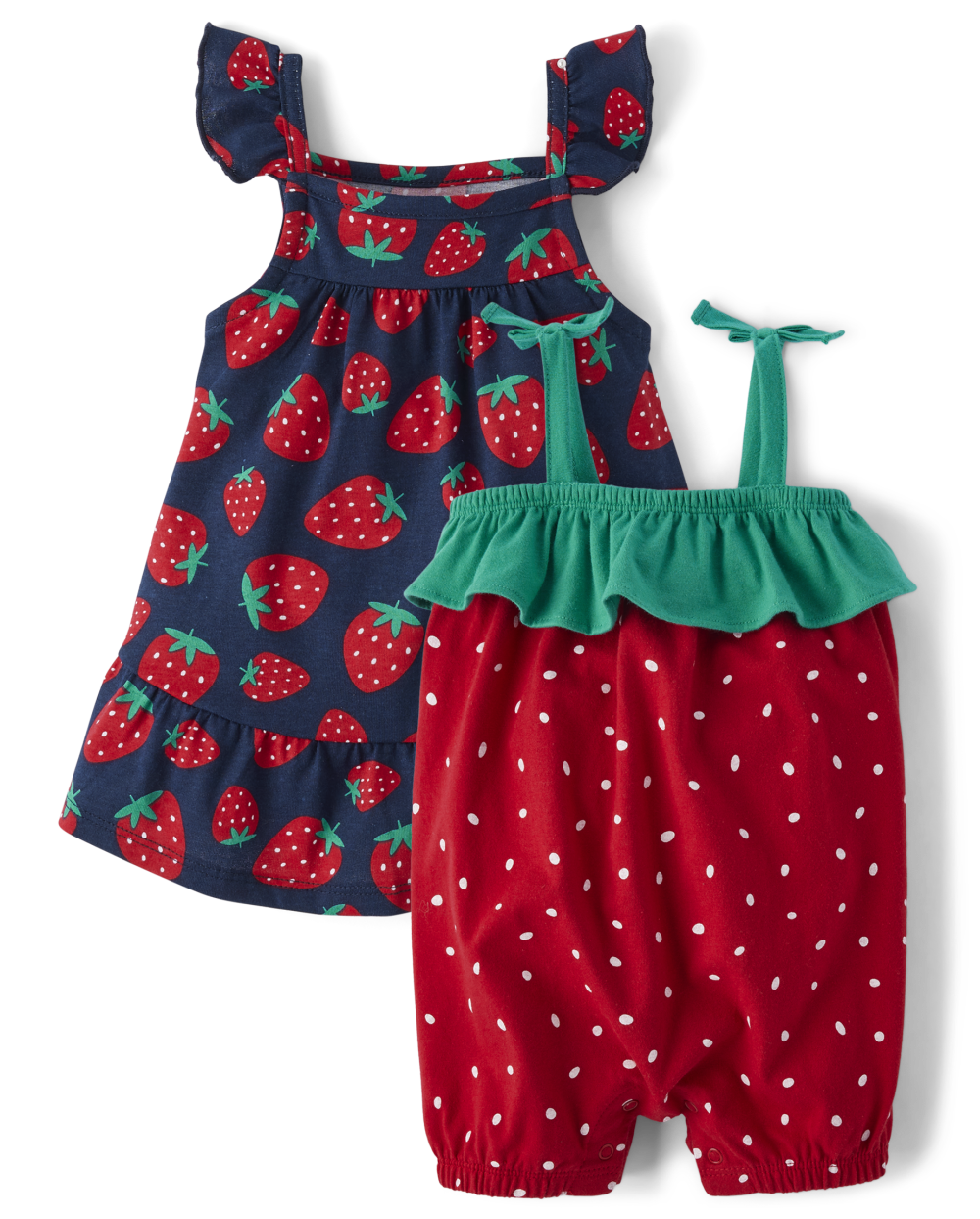 Toddler Baby General Print Crew Neck Snap Closure Flutter Sleeves Sleeveless Romper With a Bow(s) and Ruffles
