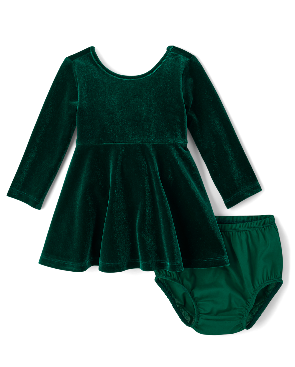 Toddler Long Sleeves Fit-and-Flare Fitted Above the Knee Crew Neck Dress