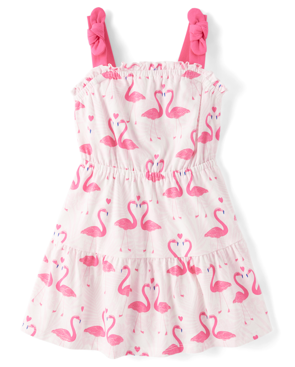Toddler Baby Tiered Square Neck Sleeveless Ruffle Trim General Print Above the Knee Dress