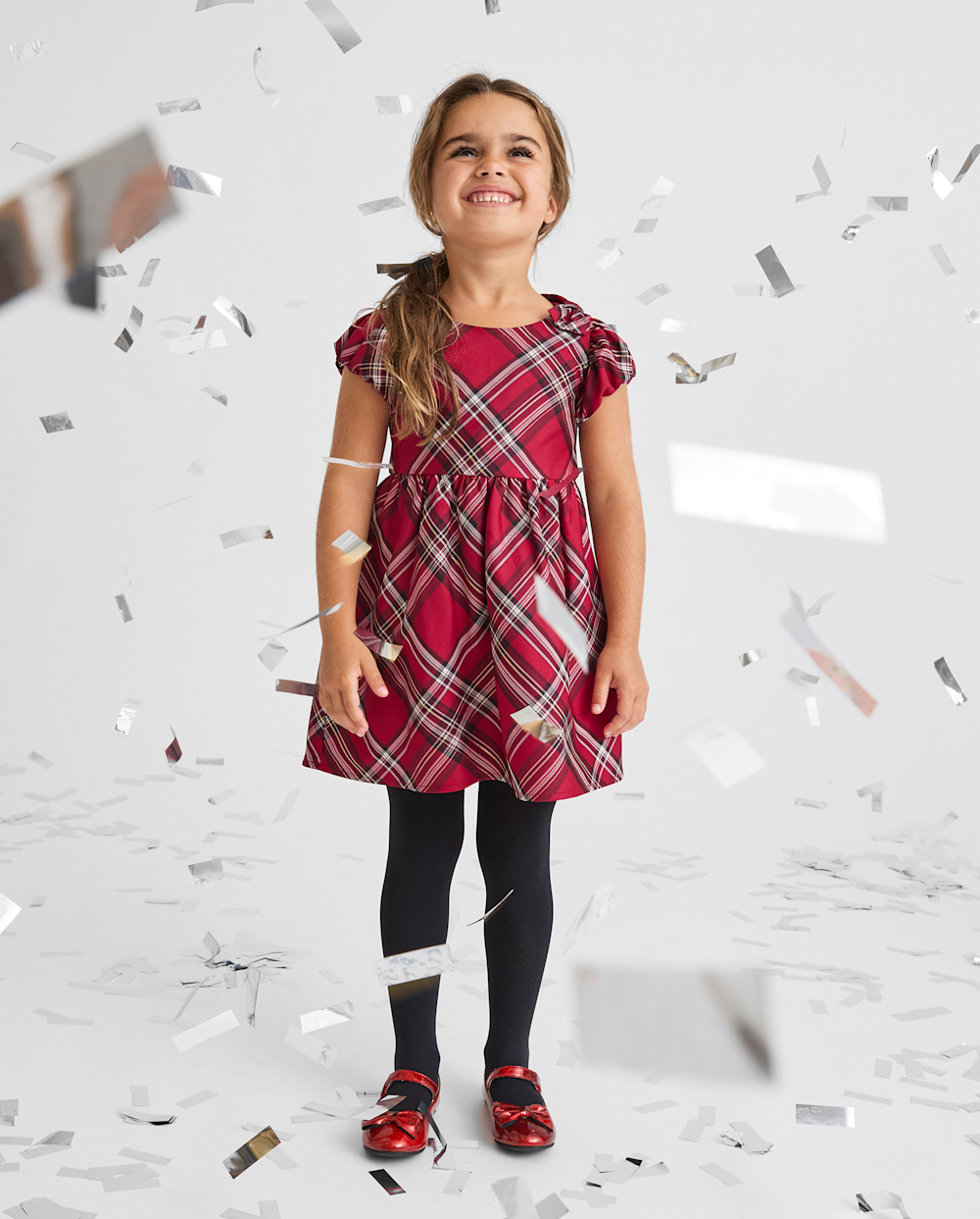 The Children's Place Toddler Girls Matching Family Plaid Satin Fit And Flare Dress | Size 3T | Red