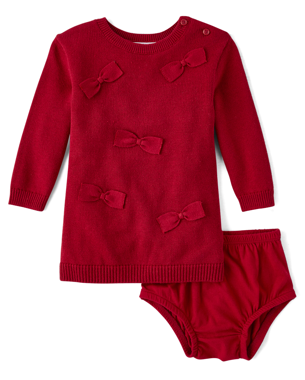 The Children's Place Baby Girls Bow Sweater Dress | Size 0-3 M | Red | Cotton/Polyester/Acrylic