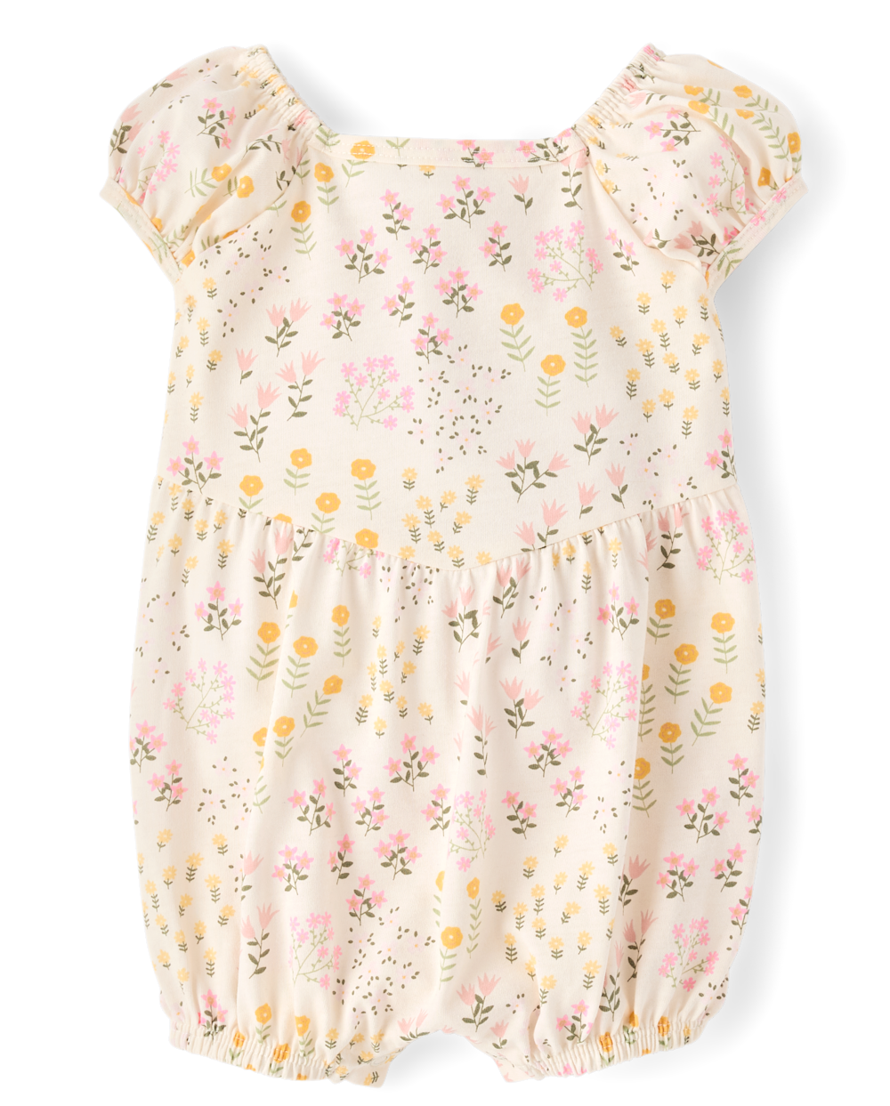 The Children's Place Baby Girls Floral Bubble Romper | Size 18-24 M | White | Cotton/Polyester