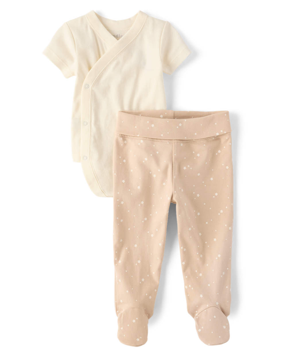 The Children's Place Baby Star 2-Piece Outfit Set | Size 0-3 M | Cream | Cotton