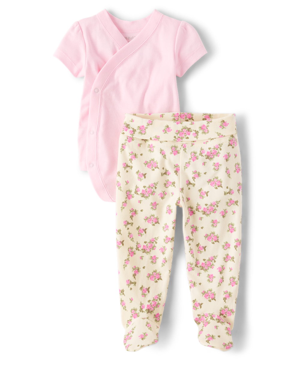 The Children's Place Baby Girls Floral 2-Piece Outfit Set | Size UP TO 7LBS | Pink | Cotton