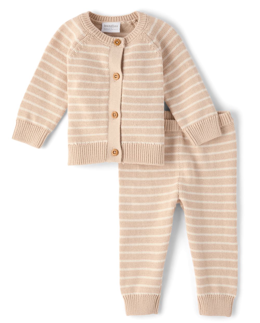 The Children's Place Baby Striped 2-Piece Outfit Set | Size 0-3 M | Cream | Cotton