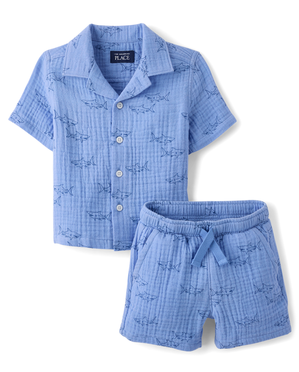 The Children's Place Baby And Toddler Boys Print Gauze 2-Piece Outfit Set | Size 3T | Blue | 100% Cotton