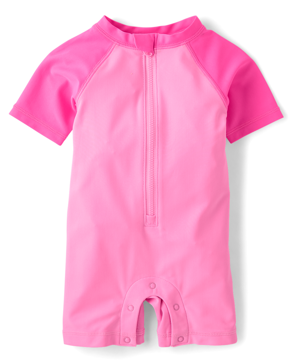 The Children's Place Baby Girls Colorblock Rashguard One Piece Swimsuit | Size 0-3 M | Pink | Polyester/Spandex