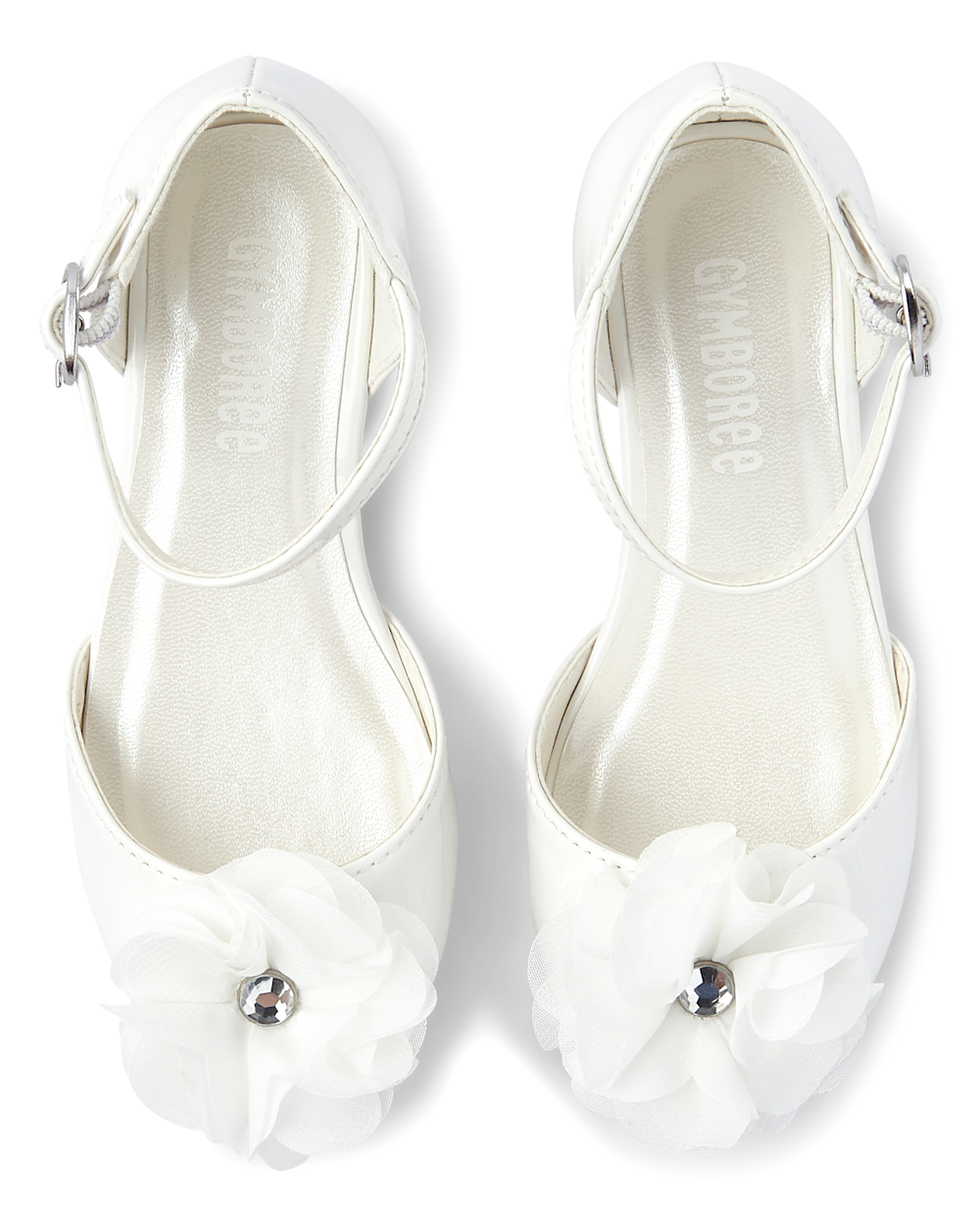 Gymboree | Girls | Flower Low Heel Shoes - Spring Jubilee in White | Size Toddler 6 | 100% Faux Patent Leather