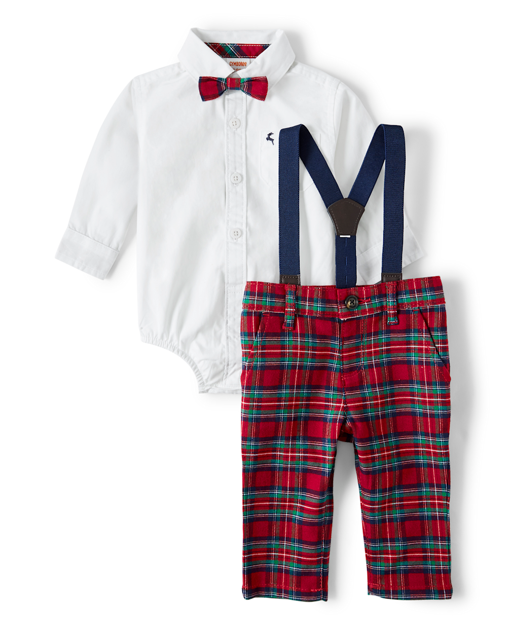 Gymboree | Boys | Baby Button Up Bodysuit And Dress Pants Set Red | Size 3-6 M | 100% Cotton Poplin