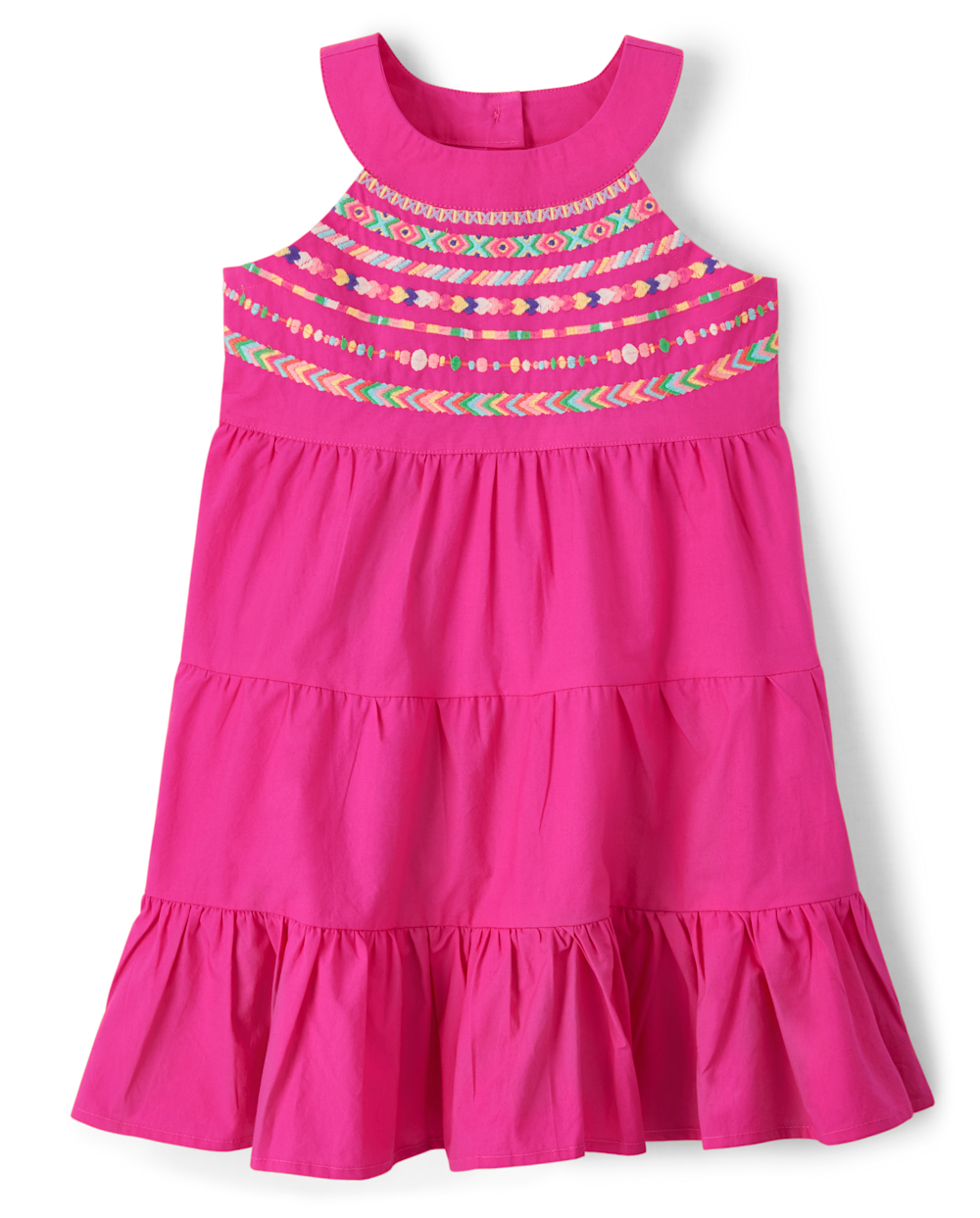 Gymboree | Girls | Embroidered Tiered Dress – Music Festival in Pink | Size 10 | 100% Cotton Poplin