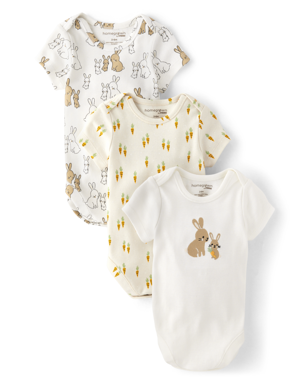 Baby Bunny Bodysuit 3-Pack - Homegrown by Gymboree | Size UP TO 7LBS | Cotton
