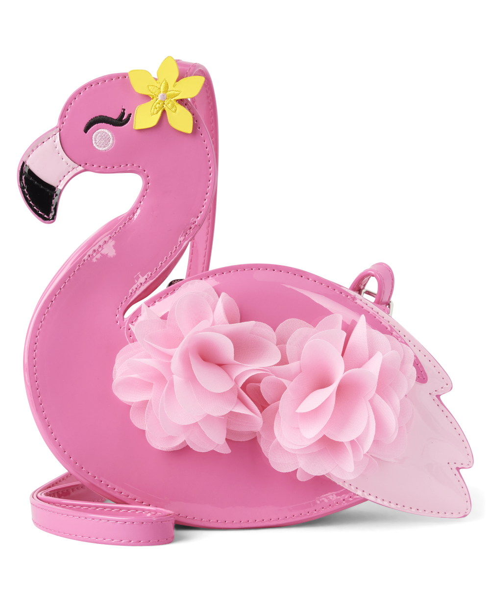 Gymboree | Girls | Flamingo Crossbody Bag - Seaside Palms in Pink | 100% Faux Patent Leather