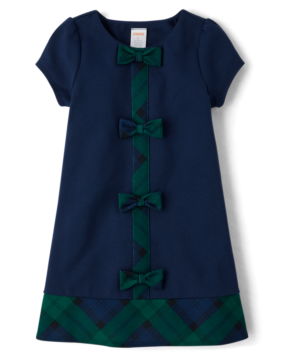 Gymboree | Girls | Plaid Bow Ponte Dress – Royal Christmas in Blue | Size 6 | Polyester/Cotton/Spandex