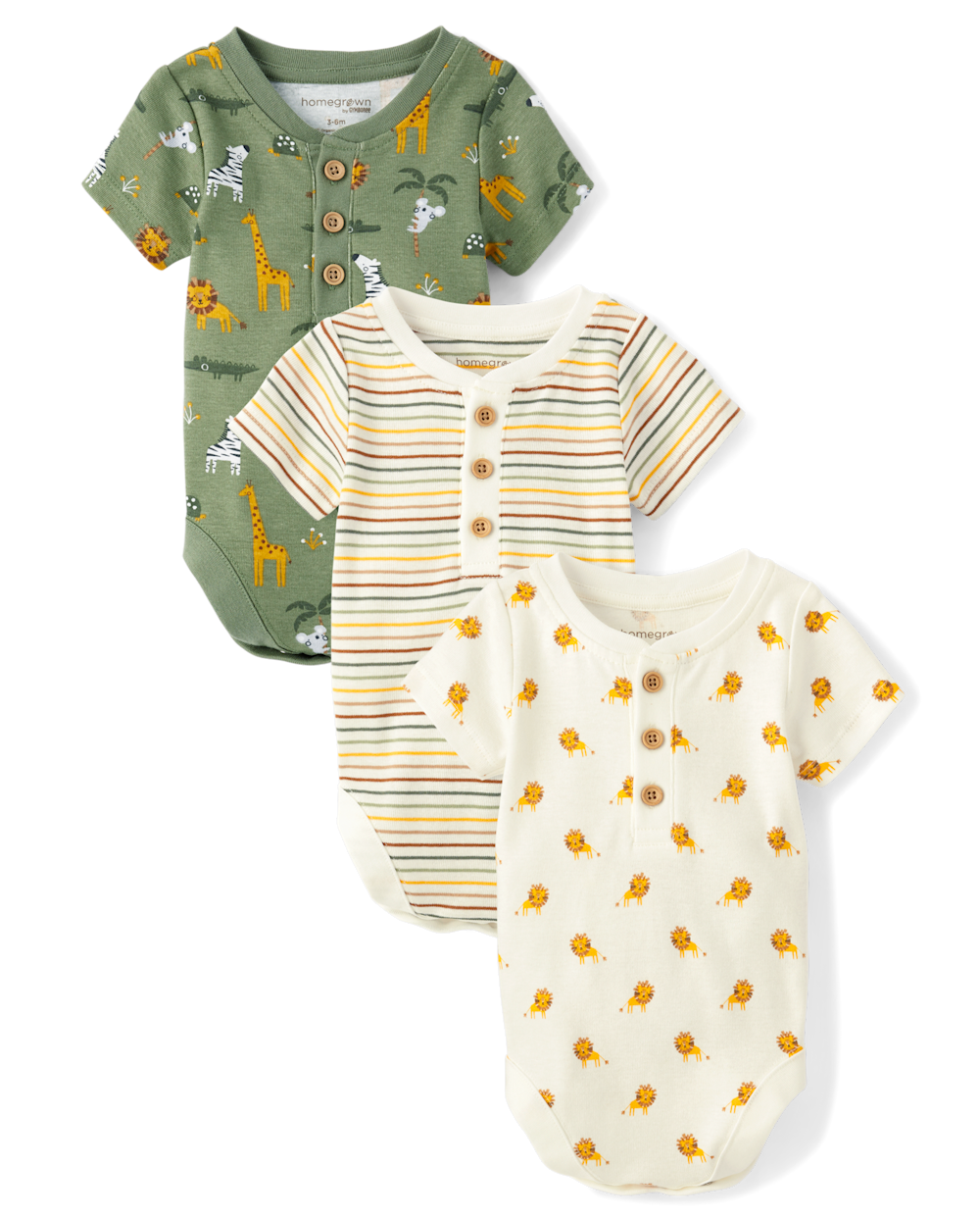 Boys | Baby Animal Bodysuit 3-Pack - Homegrown by Gymboree in Green | Size 12-18 M | Cotton