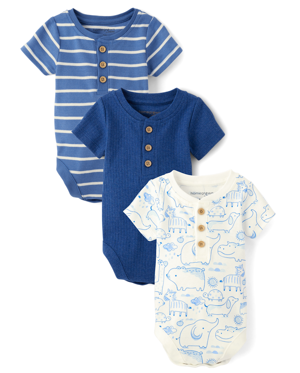 Boys | Baby Animal Bodysuit 3-Pack - Homegrown by Gymboree | Size 9-12 M | Cotton