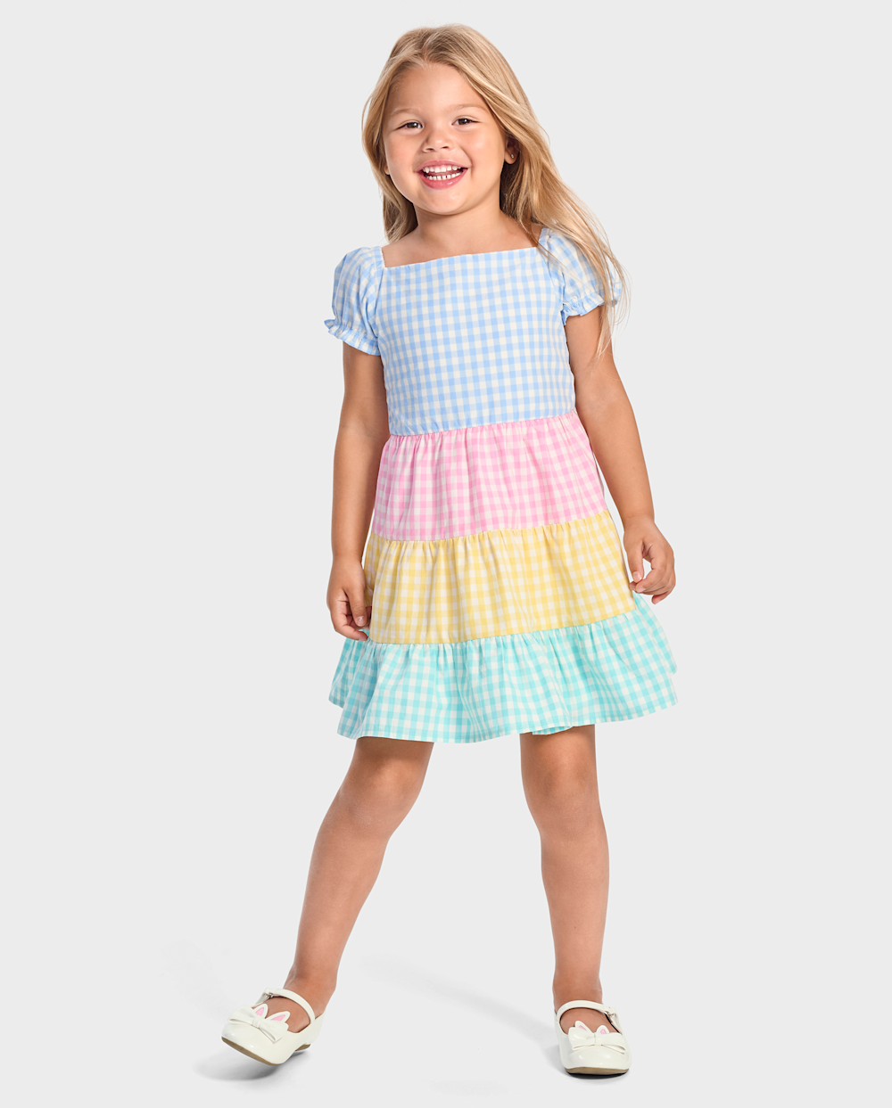 Gymboree | Girls | Gingham Tiered Dress – Garden Party in Blue | Size 5T | 100% Cotton Poplin