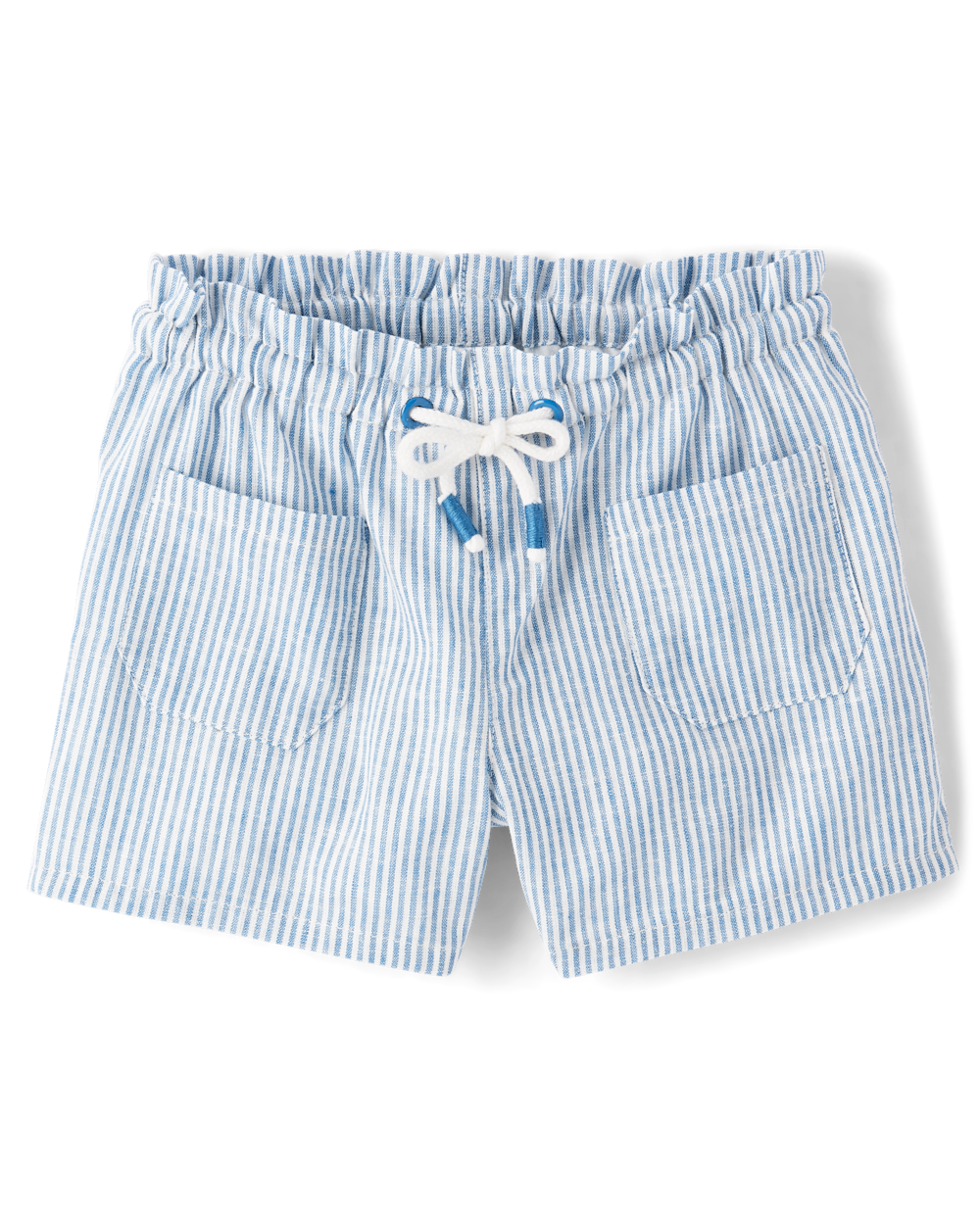Gymboree | Girls | Striped Linen-Blend Pull On Shorts in Blue | Size 7 | Polyester/Cotton