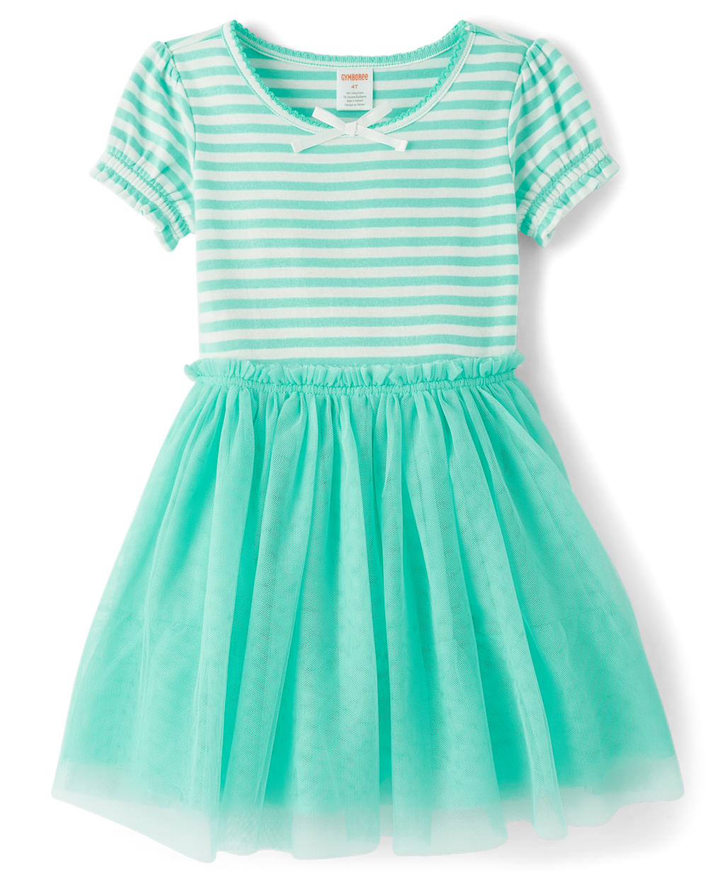 Gymboree | Girls | Striped Fit And Flare Dress – Little Essentials in Aqua | Size 5T | 100% Polyester