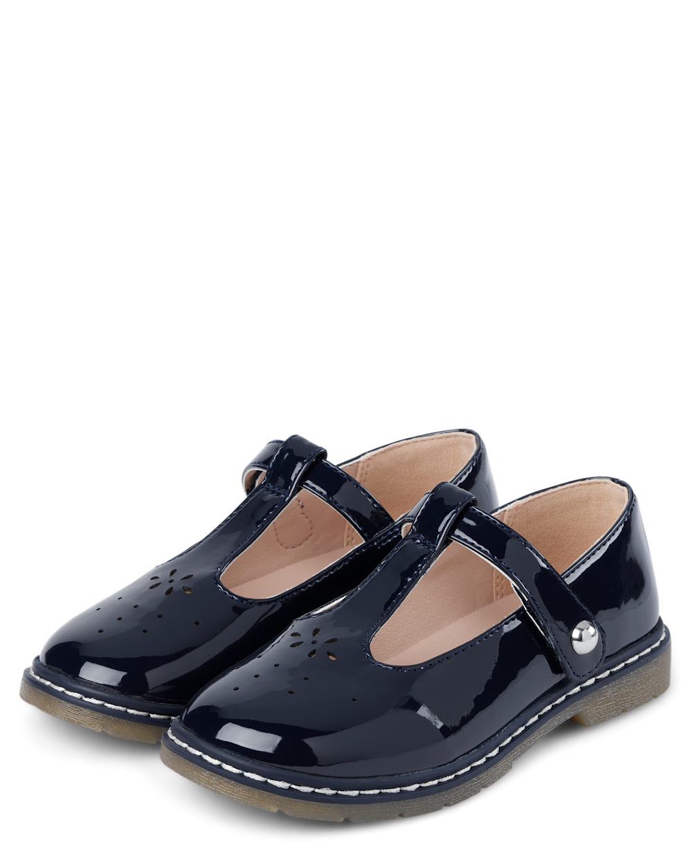 Gymboree | Girls | Perforated T-Strap Mary Jane Shoes - Campus Cuties in Blue | Size Youth 13 | 100% Patent Faux Leather