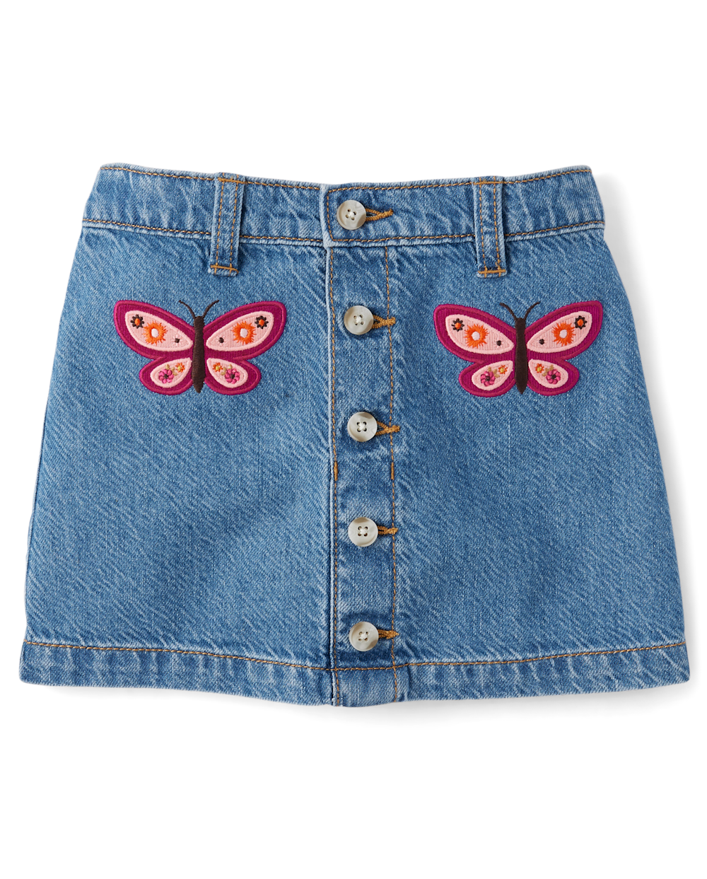 Gymboree | Girls | Embroidered Butterfly Button Denim Skirt – Fall Celebrations in Blue | Size 12 | Polyester/Cotton Gymboree | Girls | Embroidered Butterfly Button Denim Skirt – Fall Celebrations in Blue | Size 12 | Polyester/Cotton
