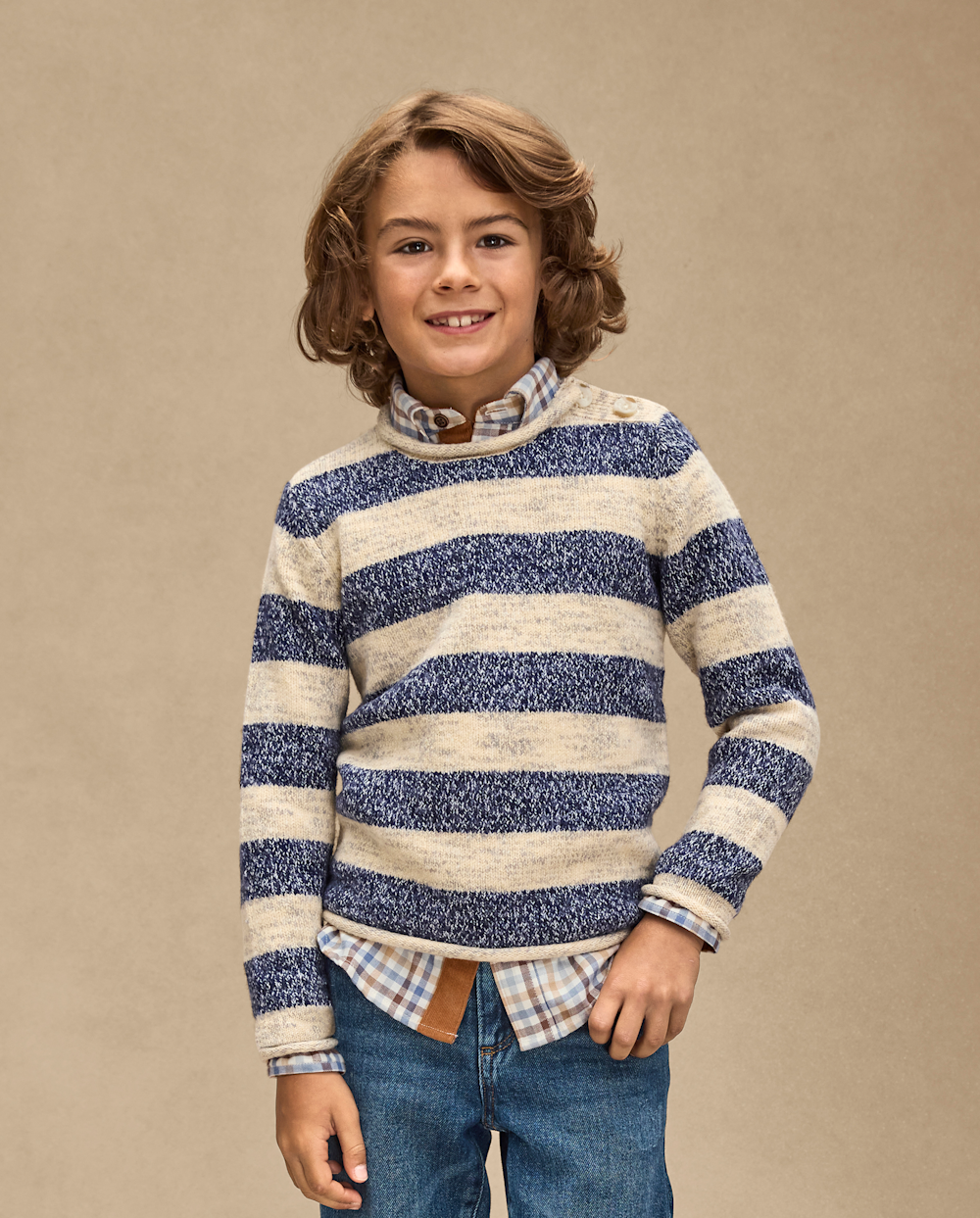 Gymboree | Kids Heathered Striped Sweater - First Frost in Blue | Size 2T | Polyester/Spandex